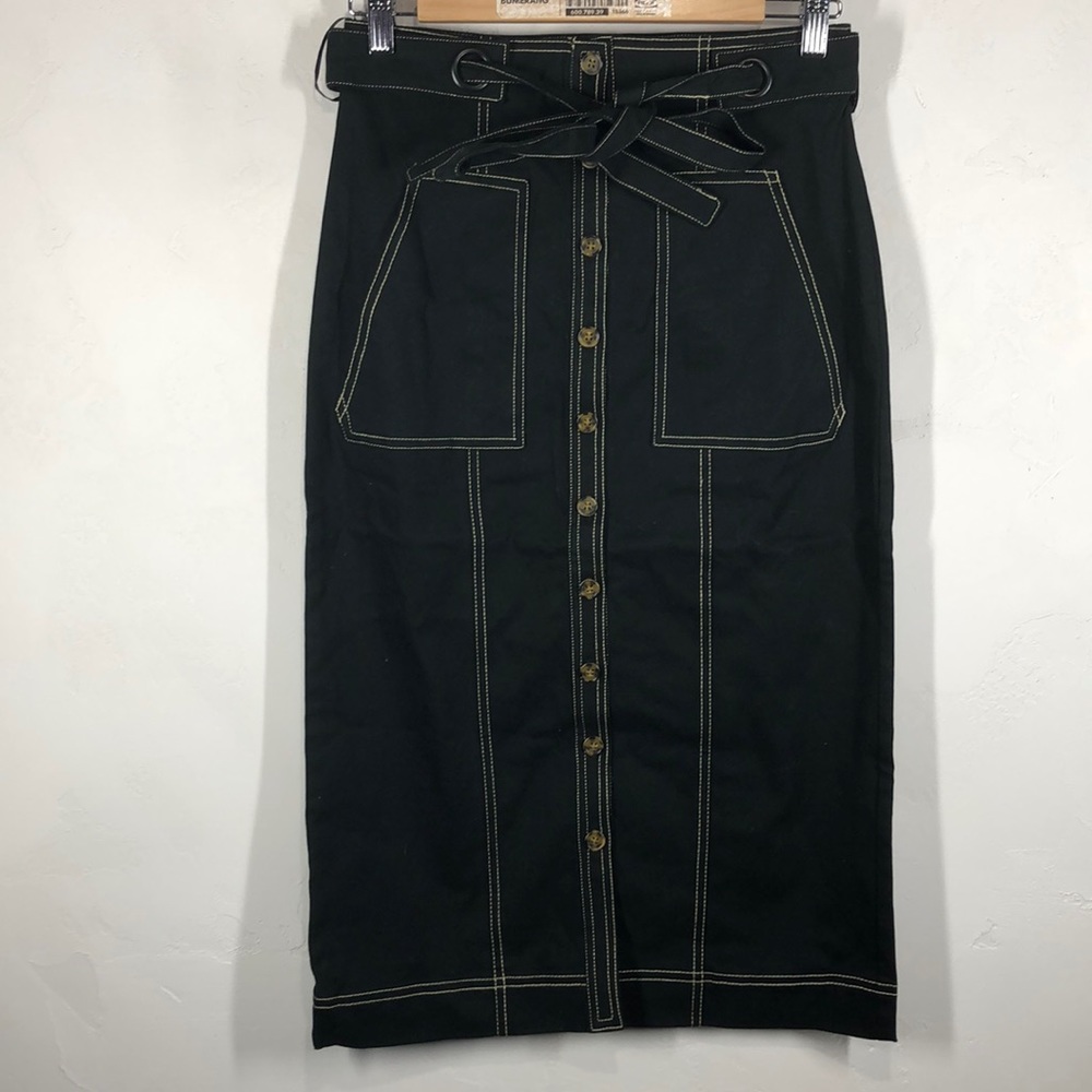 NWT The East Order black Junee Midi skirt xs